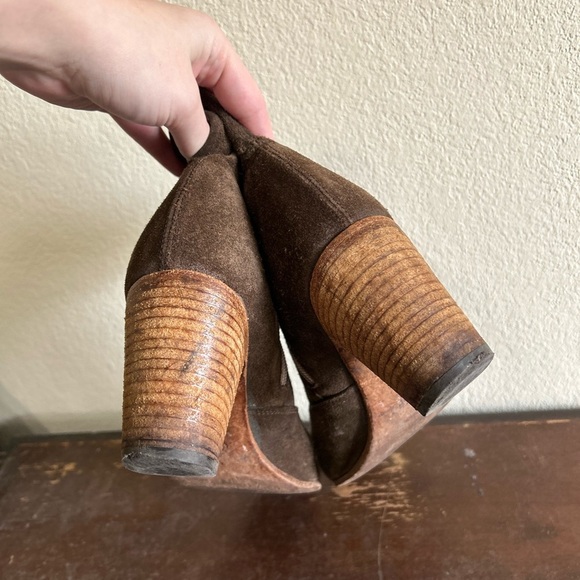 Alberto Fermani Suede Side Zip Heeled Ankle‎ Boots Brown Women’s Size 38.5 8.5 - Picture 6 of 10